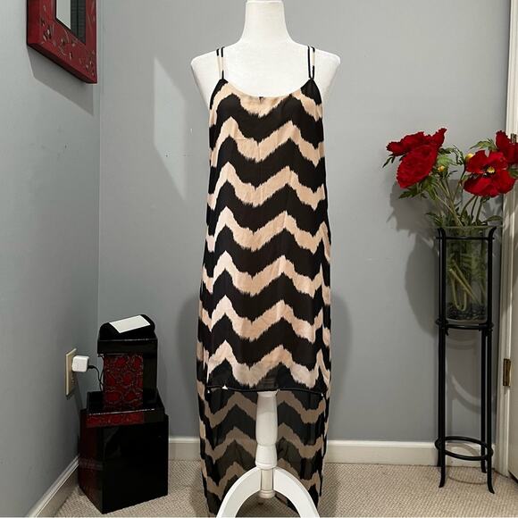 NEW Amber Blue Two Tone Contrast Striped Hi Lo Spaghetti Strap Maxi Dress S NWT - Picture 8 of 15